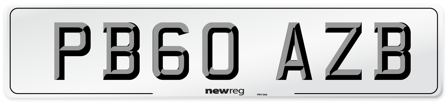PB60 AZB Number Plate from New Reg